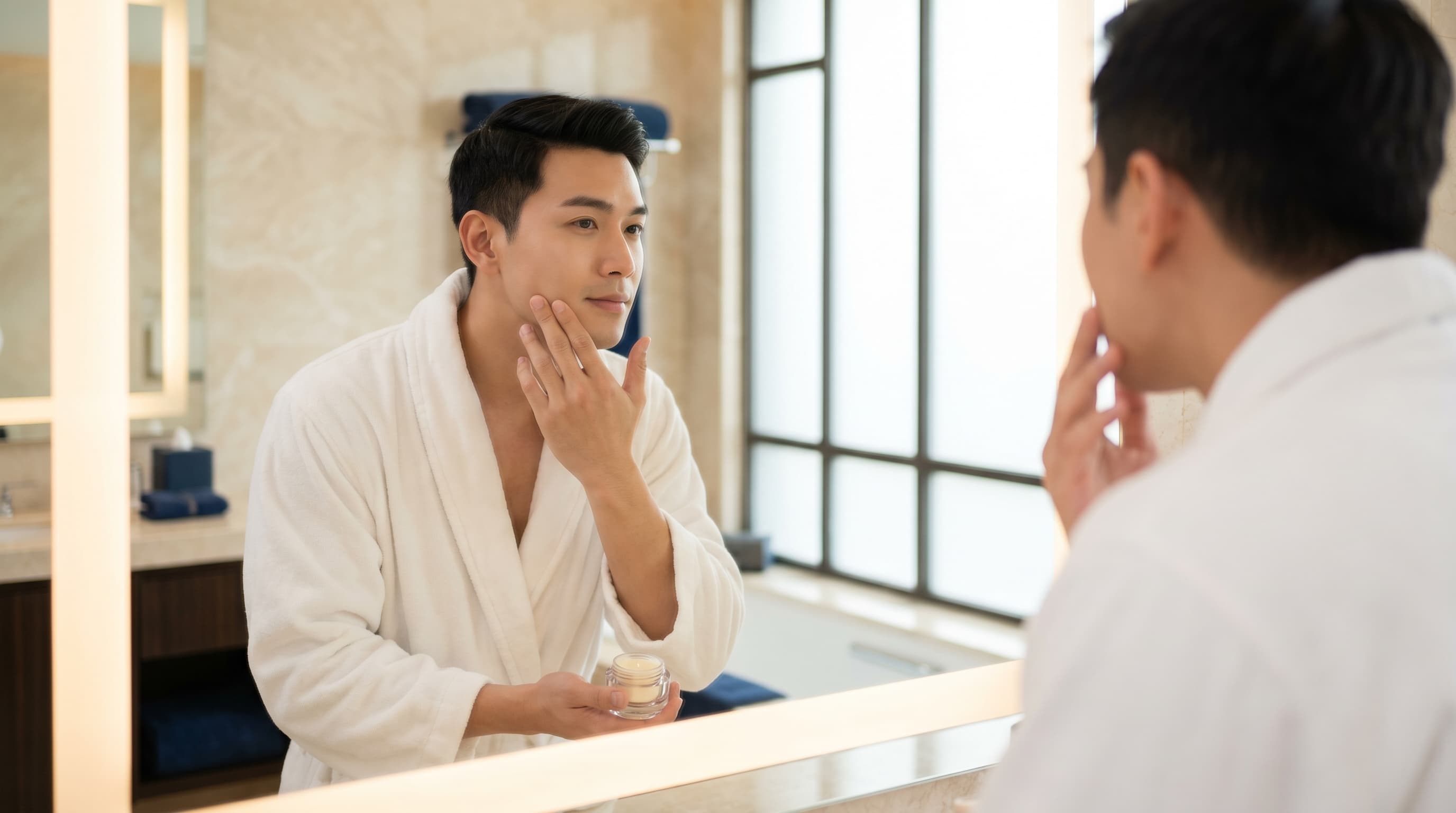 Man at premium men's skincare clinic