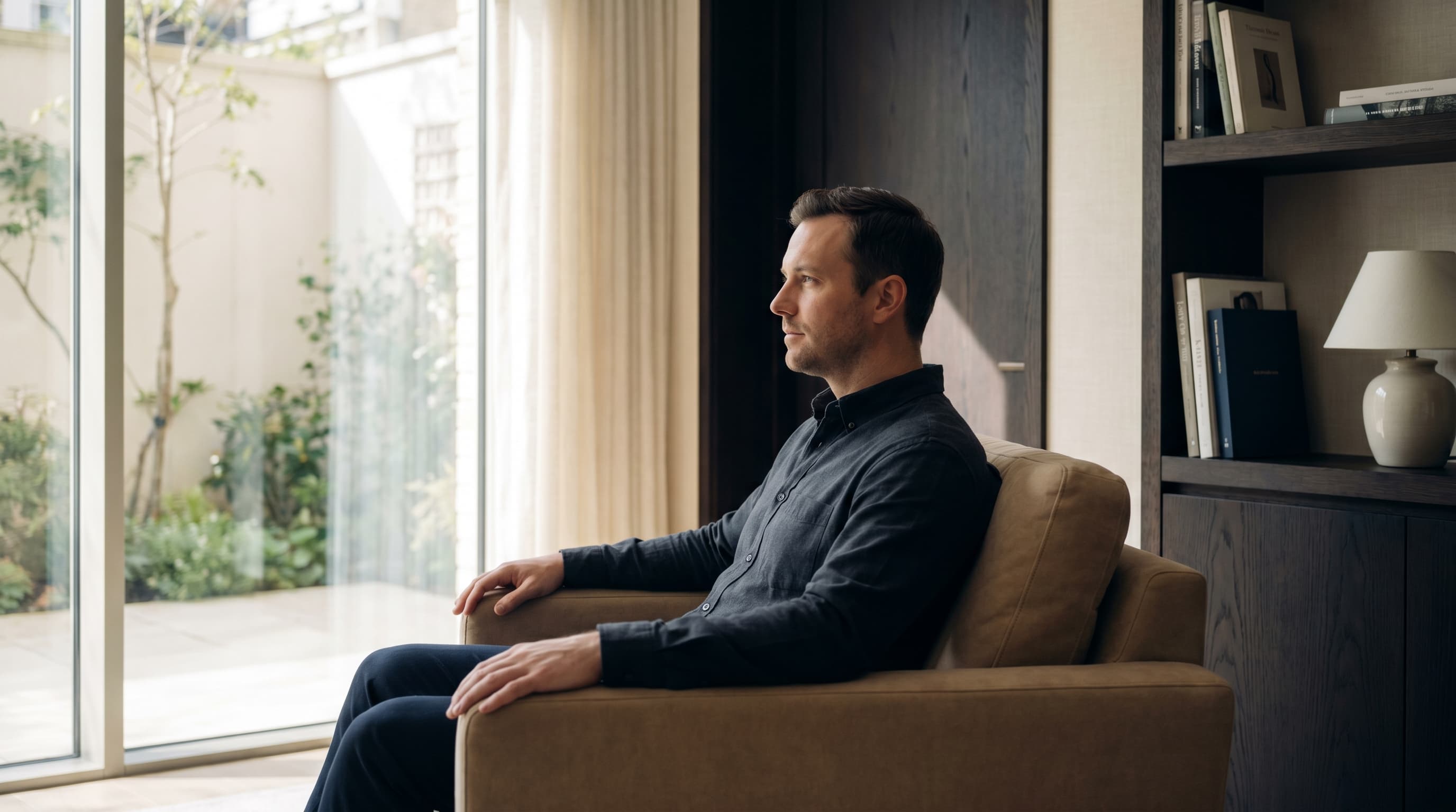 Man in private health screening consultation room at Menscape