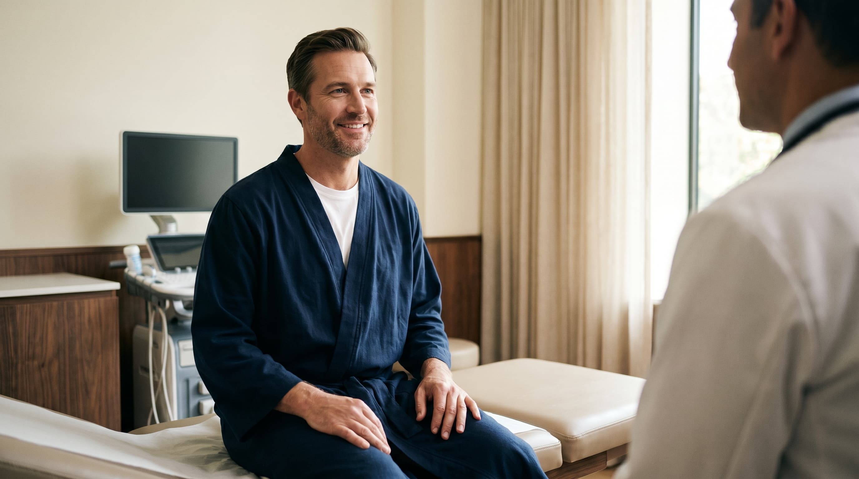 Man at men's preventive health check-up consultation