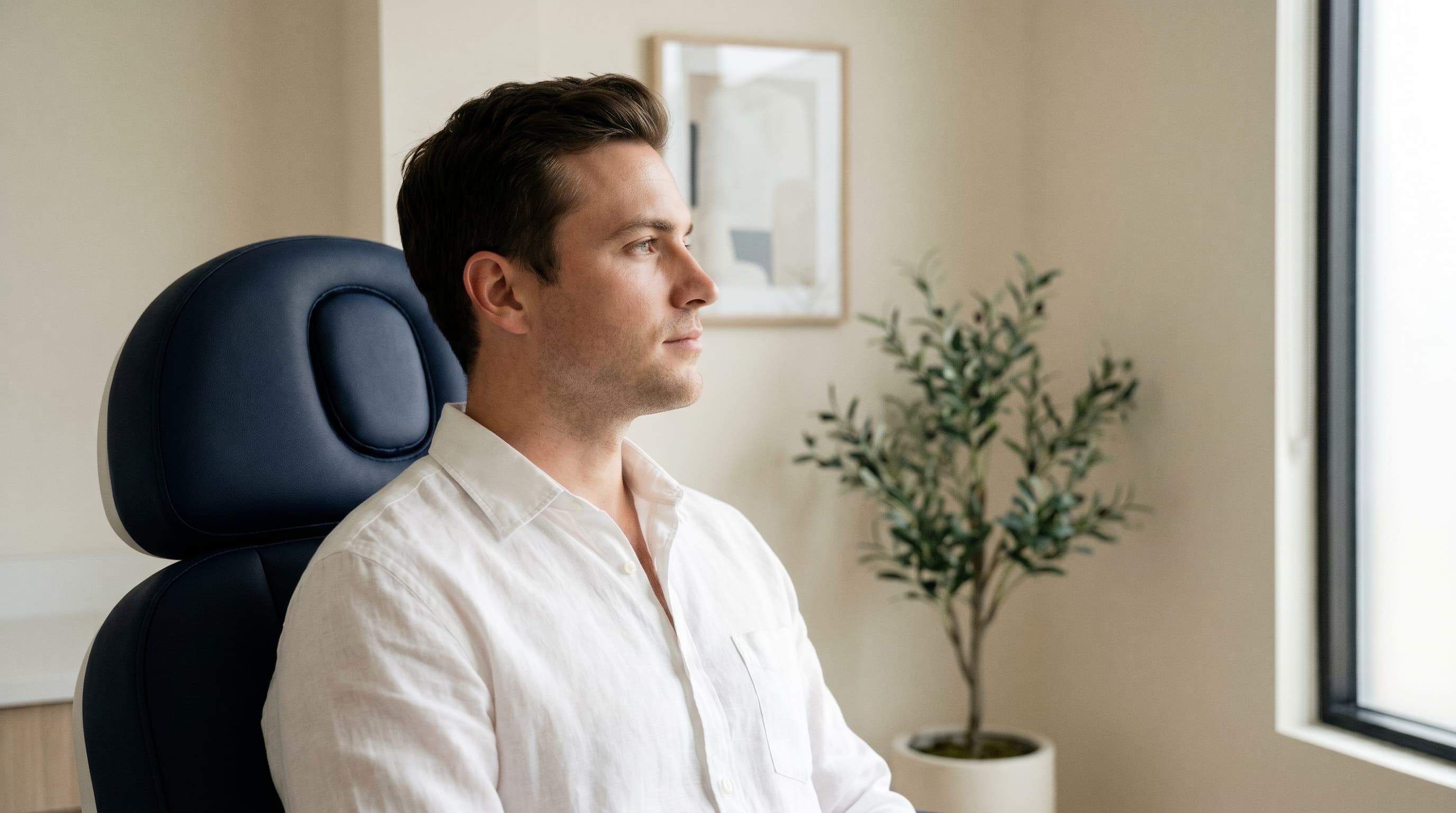 Man at men's aesthetic skin clinic in Bangkok